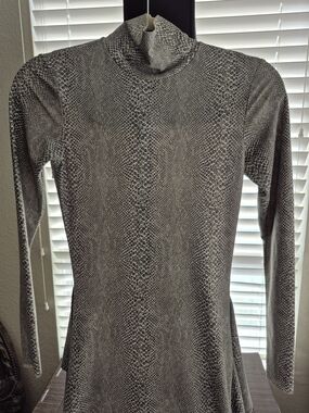 Snake Print Turtleneck Long Sleeve Pant Jumpsuit